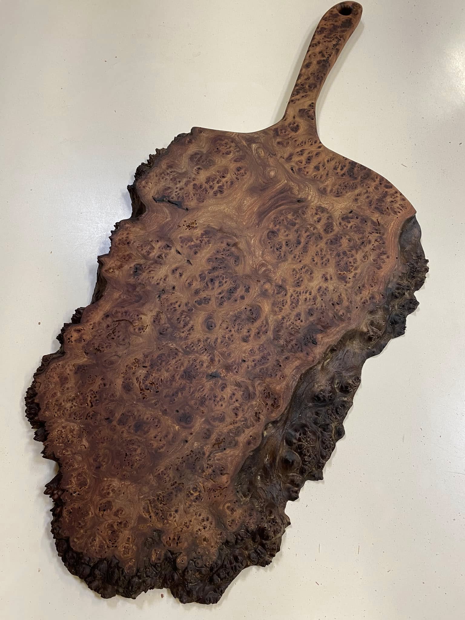 Planche de présentation en loupe d'orme massif